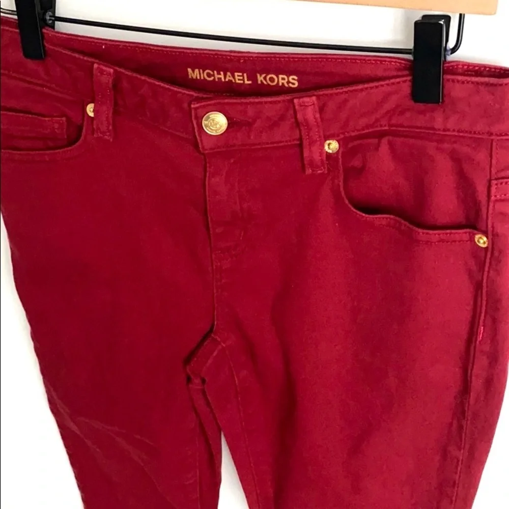 Michael Kors Maroon Izzy Ankle Skinny‎ Jeans, Sz 2
